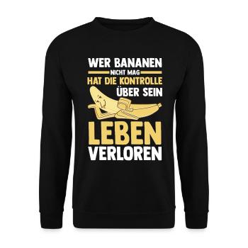 Früchte Banane - Unisex Pullover - Schwarz - Vorne - Alina (178cm) & Michal (187cm)