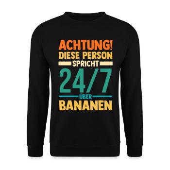 Früchte Banane - Unisex Pullover - Schwarz - Vorne - Alina (178cm) & Michal (187cm)
