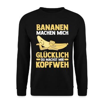 Früchte Banane - Unisex Pullover - Schwarz - Vorne - Alina (178cm) & Michal (187cm)