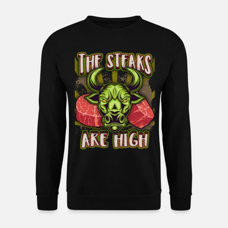 Steak, Fleisch, lustiger Spruch, Stierkopf, Bullen - Unisex Pullover - Schwarz