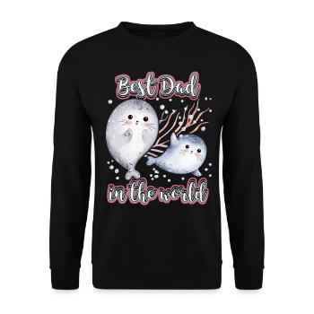 Best Dad In The World, Saying Father's Day, Seal - Unisex Sweatshirt - black - Front - Alina (178cm) & Michal (187cm)