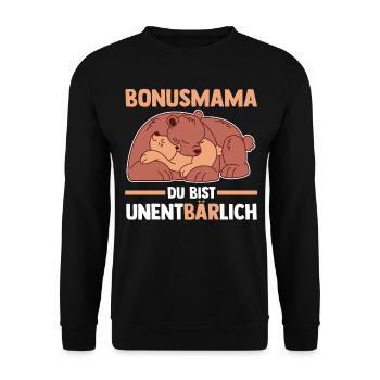 Stiefmutter Stiefmama Bären Bonusmama - Unisex Pullover - Schwarz - Vorne - Alina (178cm) & Michal (187cm)