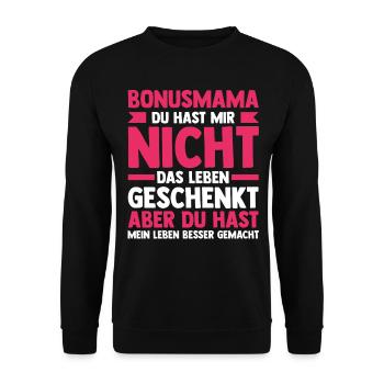 Stiefmutter Stiefmama Bonusmama - Unisex Pullover - Schwarz - Vorne - Alina (178cm) & Michal (187cm)