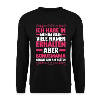 Stiefmutter Stiefmama Bonusmama - Unisex Pullover - Schwarz - Vorne - Alina (178cm) & Michal (187cm)