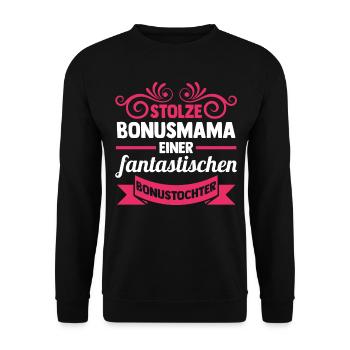 Stiefmutter Stiefmama Bonusmama - Unisex Pullover - Schwarz - Vorne - Alina (178cm) & Michal (187cm)