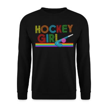 Hockey sur gazon Rétro Hockey Fille - Sweat-shirt Unisexe - noir - Devant - Alina (178cm) & Michal (187cm)