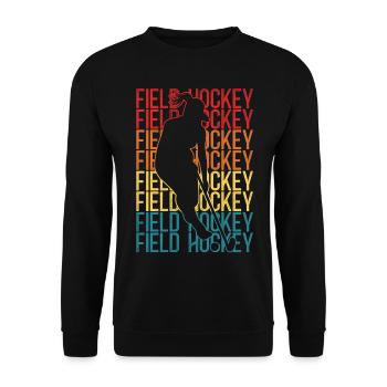 Field Hockey Retro Vintage Field - Unisex Pullover - Schwarz - Vorne - Alina (178cm) & Michal (187cm)