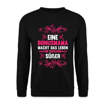 Stiefmutter Stiefmama Bonusmama - Unisex Pullover - Schwarz - Vorne - Alina (178cm) & Michal (187cm)