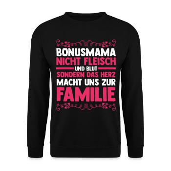 Stiefmutter Stiefmama Bonusmama - Unisex Pullover - Schwarz - Vorne - Alina (178cm) & Michal (187cm)