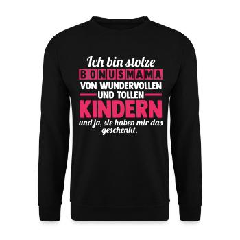 Stiefmutter Stiefmama Bonusmama - Unisex Pullover - Schwarz - Vorne - Alina (178cm) & Michal (187cm)