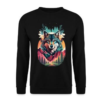 Wolf Spirit in the Wild - Unisex Sweatshirt - black - Front - Alina (178cm) & Michal (187cm)