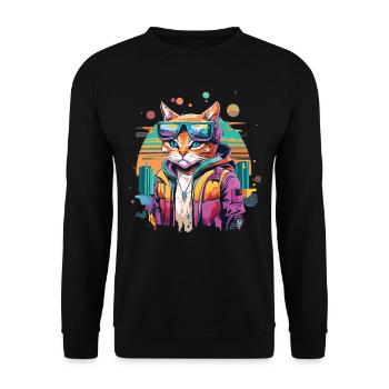 Feline Future: When Cats Conquer the Cyber World - Unisex Sweatshirt - black - Front - Alina (178cm) & Michal (187cm)