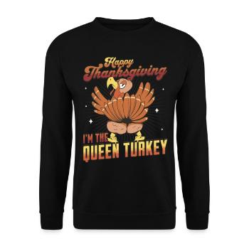 Joyeux Thanksgiving - Je suis la reine de la dinde drôle - Sweat-shirt Unisexe - noir - Devant - Alina (178cm) & Michal (187cm)