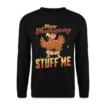 Joyeux Thanksgiving - Stuff Me Drôle de dinde - Sweat-shirt Unisexe - noir - Devant - Alina (178cm) & Michal (187cm)