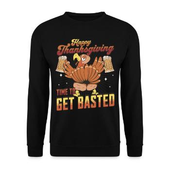 Happy Thanksgiving - Time To Get Basted Turkey Day - Unisex Sweatshirt - black - Front - Alina (178cm) & Michal (187cm)