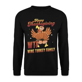 Happy Thanksgiving - Wine Turkey Family Funny - Unisex Pullover - Schwarz - Vorne - Alina (178cm) & Michal (187cm)