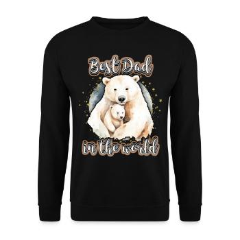 Best Dad In The World, Spruch Vatertag, Eisbären - Unisex Pullover - Schwarz - Vorne - Alina (178cm) & Michal (187cm)