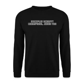 Fitness - La discipline crée des champions, tous les jours - Sweat-shirt Unisexe - noir - Devant - Alina (178cm) & Michal (187cm)