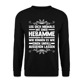 Geburtshelferin Hebamme - Unisex Pullover - Schwarz - Vorne - Alina (178cm) & Michal (187cm)