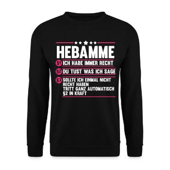 Geburtshelferin Hebamme - Unisex Pullover - Schwarz - Vorne - Alina (178cm) & Michal (187cm)