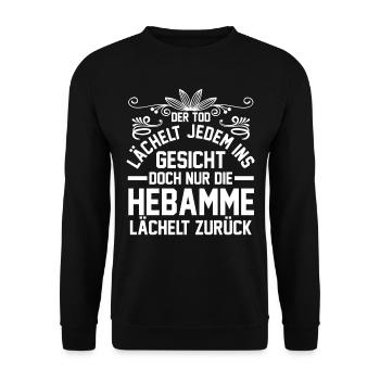 Geburtshelferin Hebamme - Unisex Pullover - Schwarz - Vorne - Alina (178cm) & Michal (187cm)