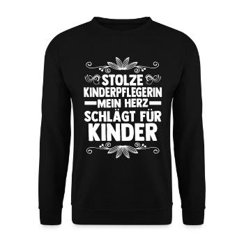 Erzieherin Kindergärtnerin Kinderpflegerin - Unisex Pullover - Schwarz - Vorne - Alina (178cm) & Michal (187cm)