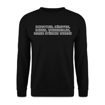 Fitness - Schwitzen, kämpfen, siegen, - Unisex Pullover - Schwarz - Vorne - Alina (178cm) & Michal (187cm)