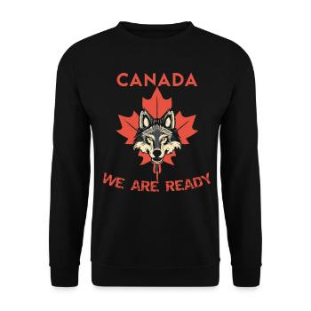 Kanada Wolf Ahornblatt - Unisex Pullover - Schwarz - Vorne - Alina (178cm) & Michal (187cm)