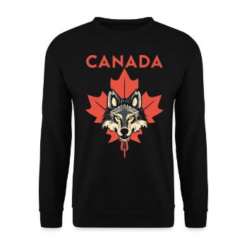 Kanada Wolf Ahornblatt - Unisex Pullover - Schwarz - Vorne - Alina (178cm) & Michal (187cm)