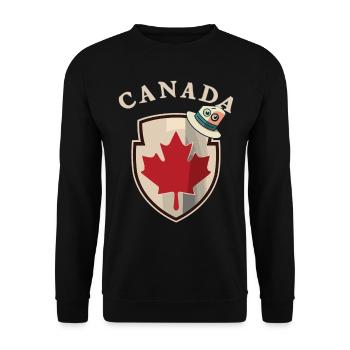 Wappen von Kanada mit Hut mit Augen - Unisex Pullover - Schwarz - Vorne - Alina (178cm) & Michal (187cm)