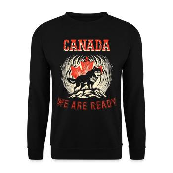 Ahornblatt und Wolf Wildnis von Kanada - Unisex Pullover - Schwarz - Vorne - Alina (178cm) & Michal (187cm)