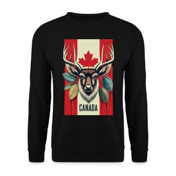 Kanada Hirsch Ahornblatt - Unisex Pullover - Schwarz - Vorne - Alina (178cm) & Michal (187cm)