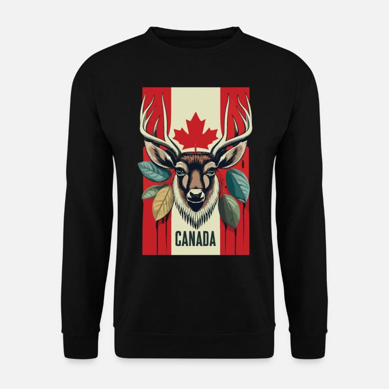 Canada Deer Maple Leaf - Unisex Sweatshirt - black