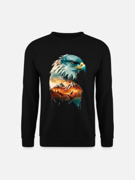 Eagle View: Mountain Landscape and Majesty of the Skies - Unisex Sweatshirt - black