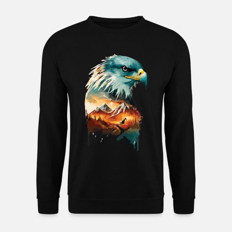 Adlerblick: Berglandschaft und Majestät der Lüfte - Unisex Pullover - Schwarz