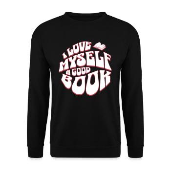 I love Books - Bücher lesen Retro Englisch Lehrer - Unisex Pullover - Schwarz - Vorne - Alina (178cm) & Michal (187cm)