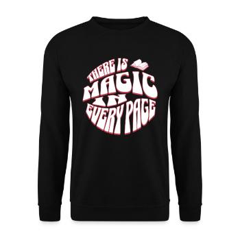 Magic on Every Page - Bücher lesen Englisch Lehrer - Unisex Pullover - Schwarz - Vorne - Alina (178cm) & Michal (187cm)