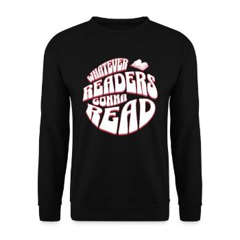 Readers gonna read - Bücher Retro Englisch Lehrer - Unisex Pullover - Schwarz - Vorne - Alina (178cm) & Michal (187cm)