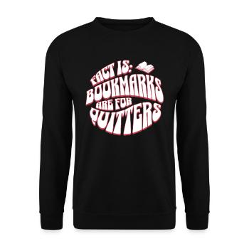 Bookmarks Are for Quitters - Retro Englisch Lehrer - Unisex Pullover - Schwarz - Vorne - Alina (178cm) & Michal (187cm)