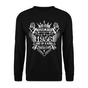November 1956 Birthday November 1956 November - Unisex Sweatshirt - black - Front - Alina (178cm) & Michal (187cm)