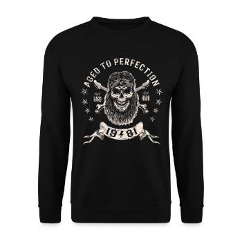 1981 Geburtstag Aged to perfection Rock Hard - Unisex Pullover - Schwarz - Vorne - Alina (178cm) & Michal (187cm)