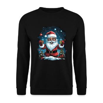 Lustiger Weihnachtsmann zu Weihnachten - Unisex Pullover - Schwarz - Vorne - Alina (178cm) & Michal (187cm)
