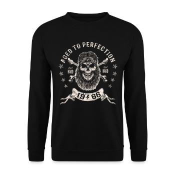 1966 Birthday Aged to perfection Rock Hard - Unisex Sweatshirt - black - Front - Alina (178cm) & Michal (187cm)