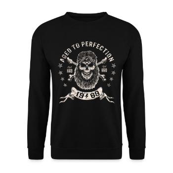 1969 Geburtstag Aged to perfection Rock Hard - Unisex Pullover - Schwarz - Vorne - Alina (178cm) & Michal (187cm)