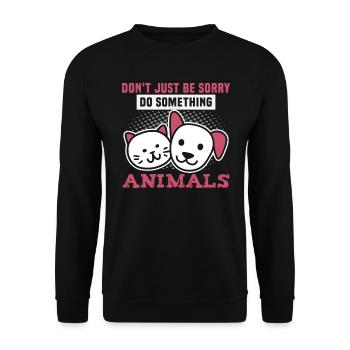 Hunderettungs Designs Für Tierrechtsaktivisten - Unisex Pullover - Schwarz - Vorne - Alina (178cm) & Michal (187cm)
