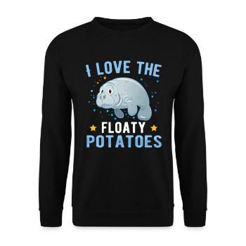 I love the floaty potatoes Süße Ozean Seekuh - Unisex Pullover - Schwarz - Vorne - Alina (178cm) & Michal (187cm)