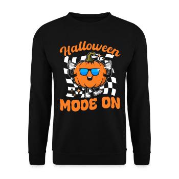 Funny Halloween Pumpkin I Halloween Mode On - Unisex Pullover - Schwarz - Vorne - Alina (178cm) & Michal (187cm)