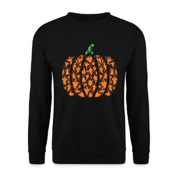 Halloween Ghost Pumpkin - Halloween Pumpkin with G - Unisex Sweatshirt - black - Front - Alina (178cm) & Michal (187cm)