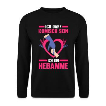 Geburtshelferin Hebamme - Unisex Pullover - Schwarz - Vorne - Alina (178cm) & Michal (187cm)