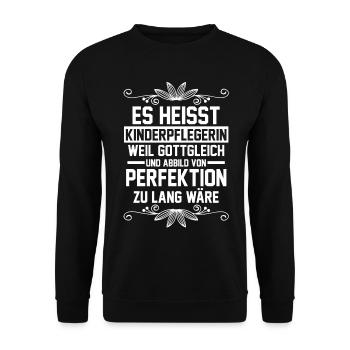 Erzieherin Kindergärtnerin Kinderpflegerin - Unisex Pullover - Schwarz - Vorne - Alina (178cm) & Michal (187cm)